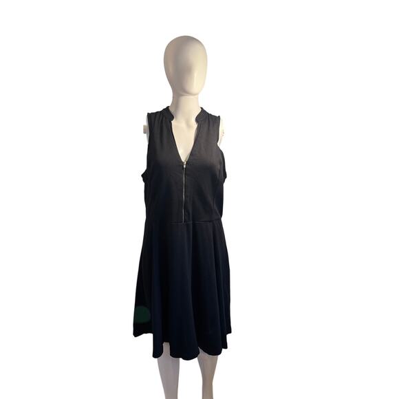 Express Women’s Large Black Sleeveless Zip Front Fit & Flare Dress Lined - Picture 1 of 6